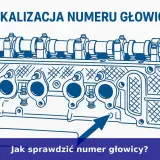 Schematyczna głowica silnika z zaznaczonym miejscem, gdzie znajduje się numer silnika. Strzałka wskazuje lokalizację numeru.