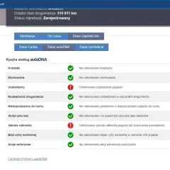 Jak sprawdzić samochód po winie: raport autoDNA pokazuje uszkodzenie pojazdu, ale brak kradzieży, złomowania czy problemów z dopuszczeniem do ruchu.