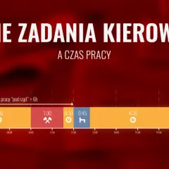 Wykres przedstawiający rozkład czasu pracy kierowcy z podziałem na zadania i przerwy.