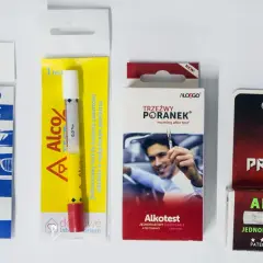 Gdzie kupić alkomat jednorazowy? Na zdjęciu cztery różne alkomaty jednorazowe: everActive, Alco%, Trzeźwy Poranek, Promiler.