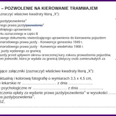 Formularz wniosku o zwrot zatrzymanego prawa jazdy po 3 latach zakazu. Zaznaczono opcję "zwrot zatrzymanego prawa jazdy/pozwolenia".