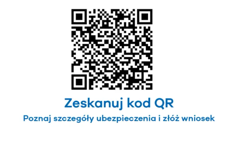 Skanuj kod QR, by poznać szczegóły assistance midi Uniqa i złożyć wniosek.