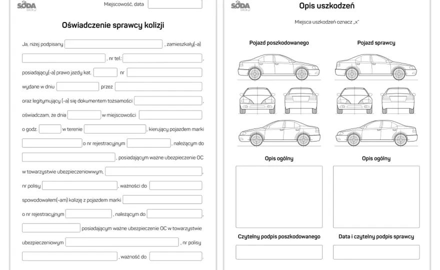 Oświadczenie sprawcy szkody po stłuczce - co powinno zawierać?