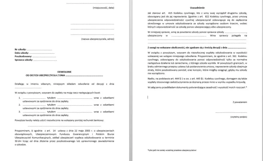 Odwołanie od decyzji ubezpieczyciela - jak napisać skuteczne pismo