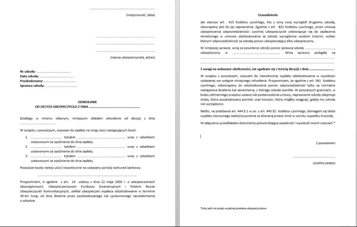 Odwołanie od decyzji ubezpieczyciela - jak napisać skuteczne pismo
