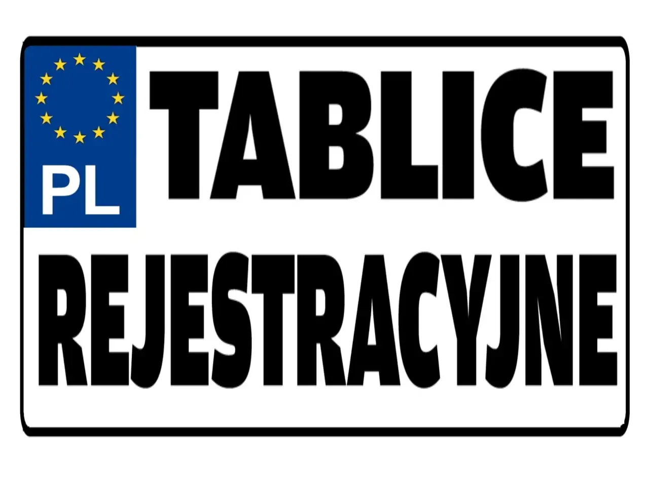 Tablice rejestracyjne z symbolem PL i gwiazdami Unii Europejskiej.