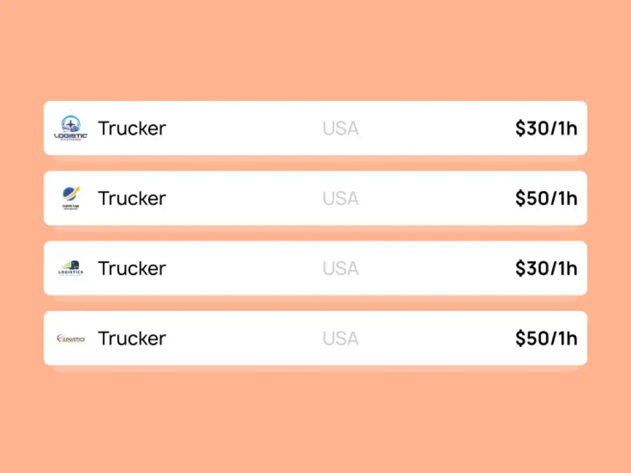 Zestawienie stawek godzinowych dla kierowców tirów w USA: 30-50 USD/h.