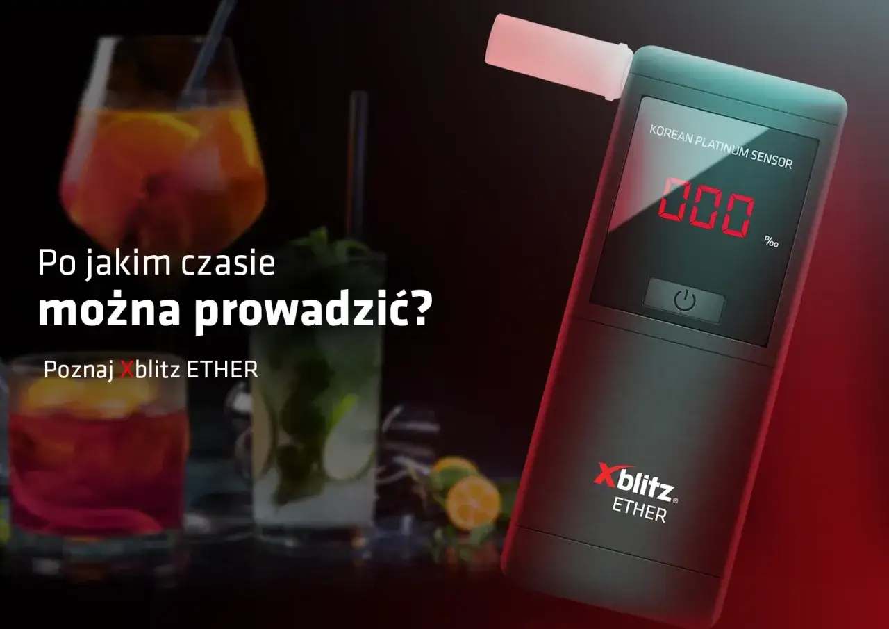 Alkomat xblitz ETHER pokaże, ile można wypić i kiedy bezpiecznie wsiąść za kółko. Zobacz, kiedy można prowadzić po alkoholu.